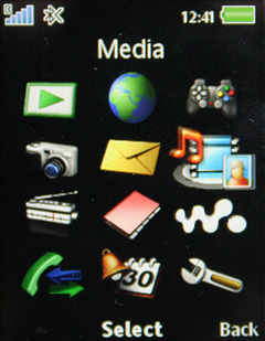 Меню телефона Sony Ericsson W890i