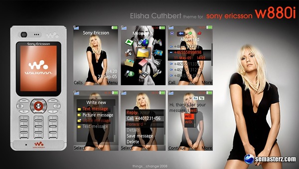 Elisha Cuthbert W880i - Тема для Sony Ericsson [240x320]