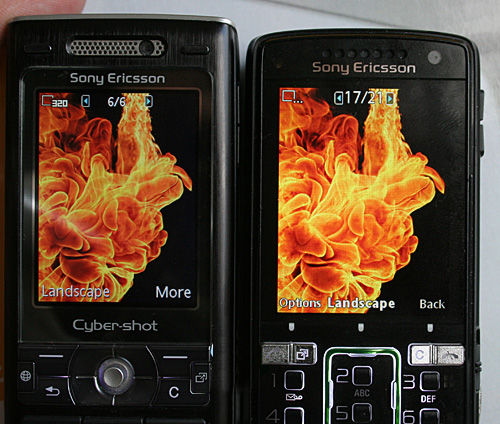 Сравнение дисплеев: Sony Ericsson K800i и Sony Ericsson K850i