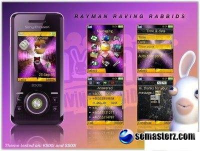 Тема Rayman Raving Rabbids Sony Ericsson K800i и S500i