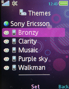 Темы в телефоне Sony Ericsson W890i