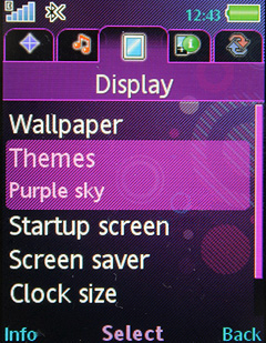 Настройки экрана Sony Ericsson W890i