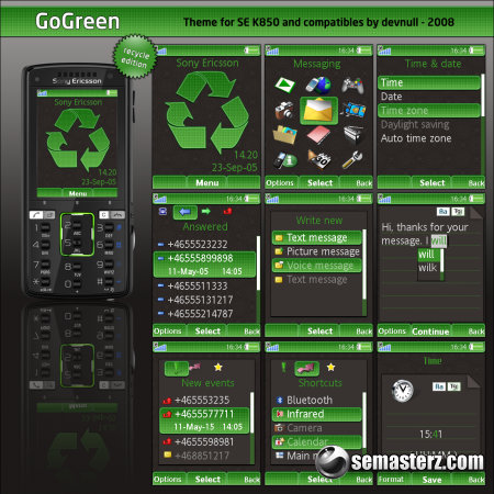 GoGreen - тема 240x320 для Sony Ericsson