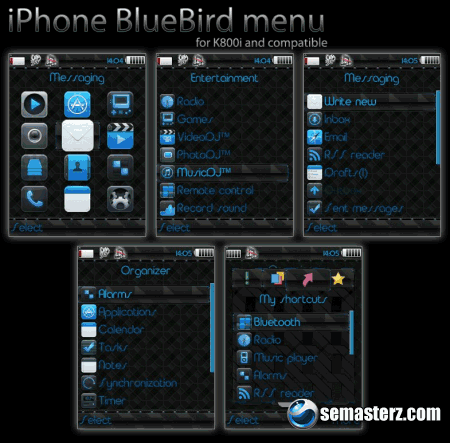 iPhone BlueBird menu - меню для Sony Ericsson 240x320
