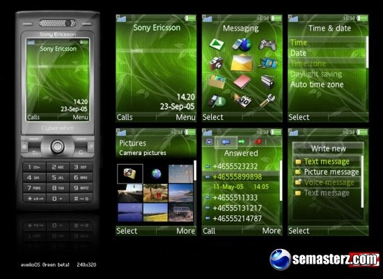 ExelioOS Green - тема для Sony Ericsson 240x320