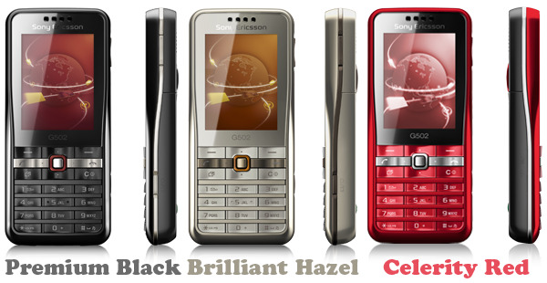 Sony Ericsson G502 - Premium Black, Brilliant Hazel, Celerity Red