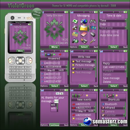 VioletGreen - Тема для Sony Ericsson 240x320