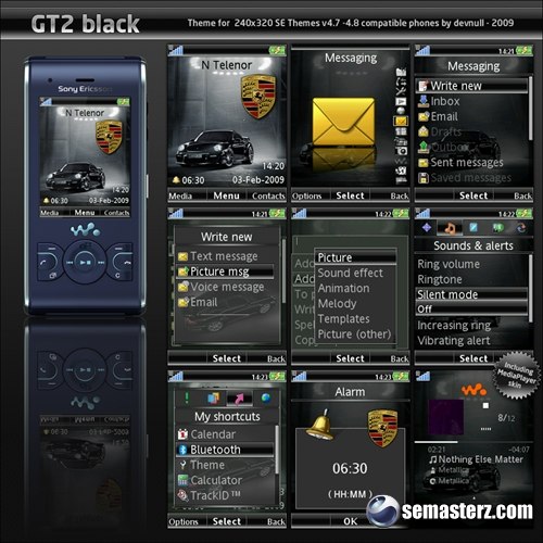 GT2 black - Тема для Sony Ericsson 240x320