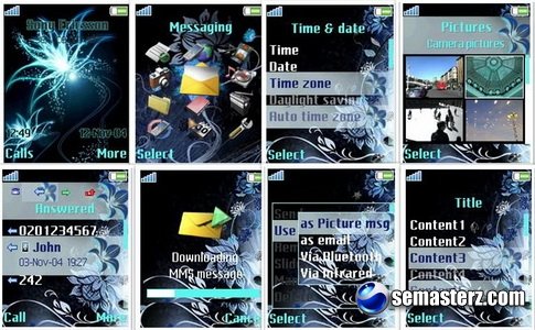Тема для Sony Ericsson 176х220 "синие цветы"