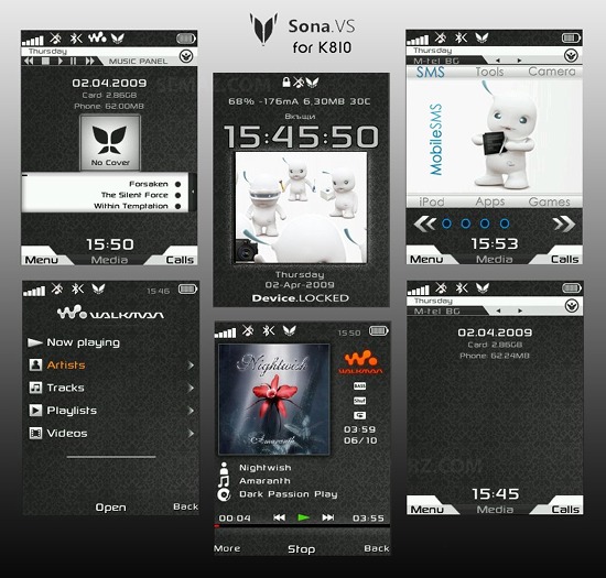 Sona VS - Тема для Sony Ericsson 240x320 (Mega Pack)