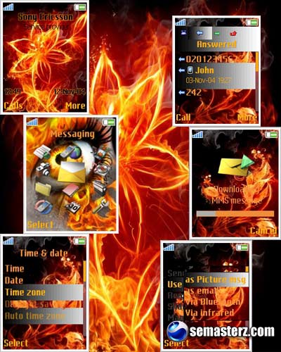 Тема для Sony Ericsson 176х220 "огненные цветы"